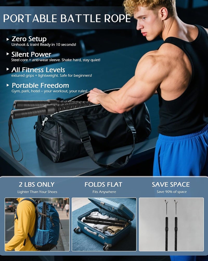 Fatio Ropeless Battle Ropes, Cordless Battle Ropes Workout Equipment, Heavy Duty Weighted Wireless Rope, Exercise Lightweight Device HIIT, Portable Training Flow Rope men, Cardio Trainer for home gym - Image 3